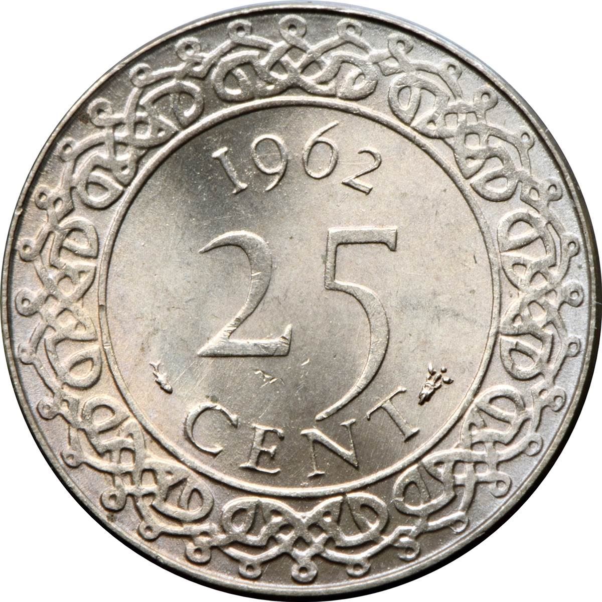 Suriname 25 Cents Coin | KM14 | 1962 - 1986