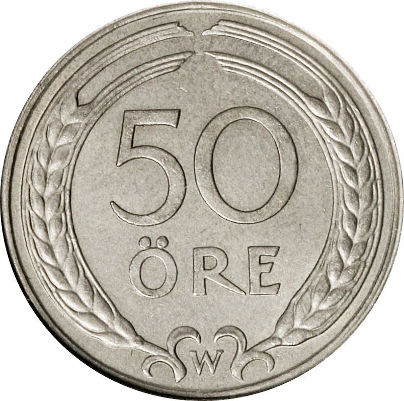 Sweden | 50 Ore Coin | King Gustaf V | 1920 - 1947