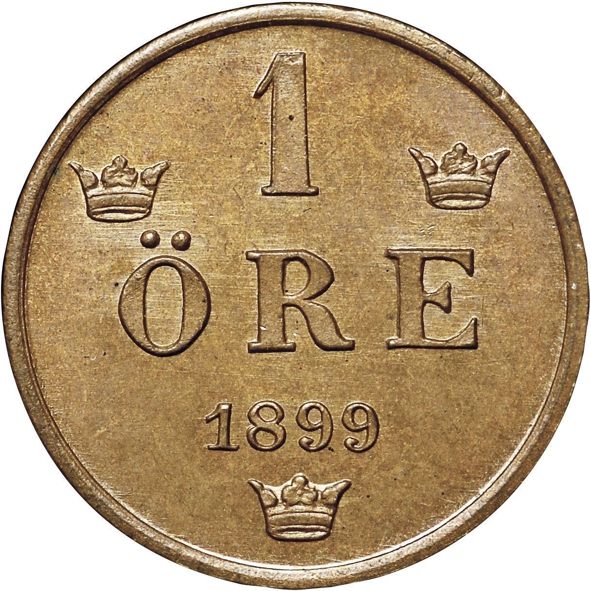 Sweden | Swedish 1 Ore Coin | Oscar II extra large letters | KM750 | 1879 - 1905