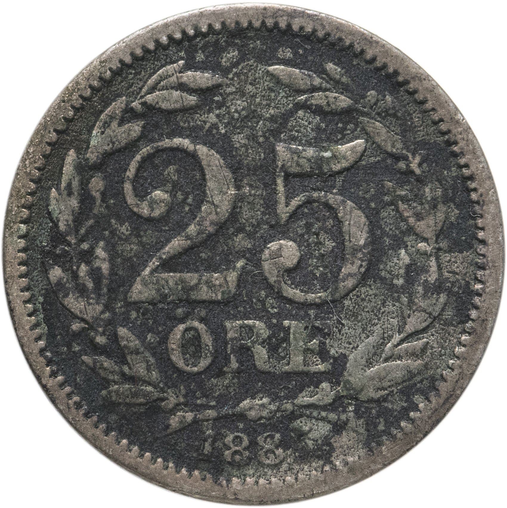 Sweden | Swedish 25 Ore Coin | Oscar II | Crown | KM739 | 1874 - 1905