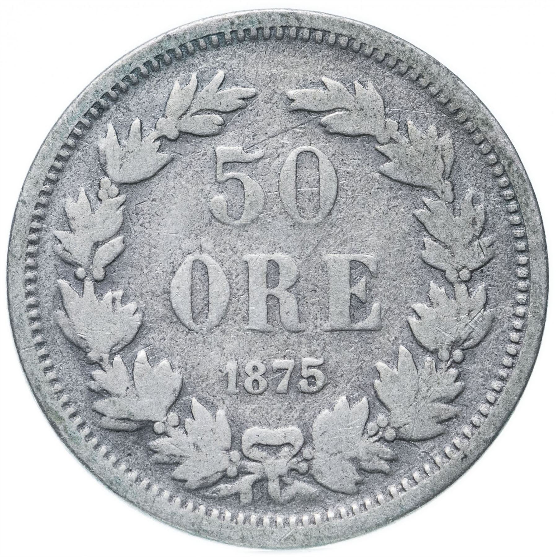 Sweden | Swedish 50 Ore Coin | Oscar II | KM740 | 1875 - 1899