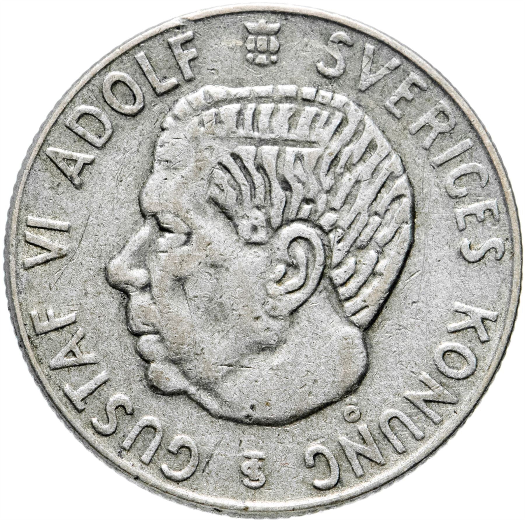 Swedish 1 Krona Coin | Gustaf VI Adolf | Sweden | 1952 - 1968