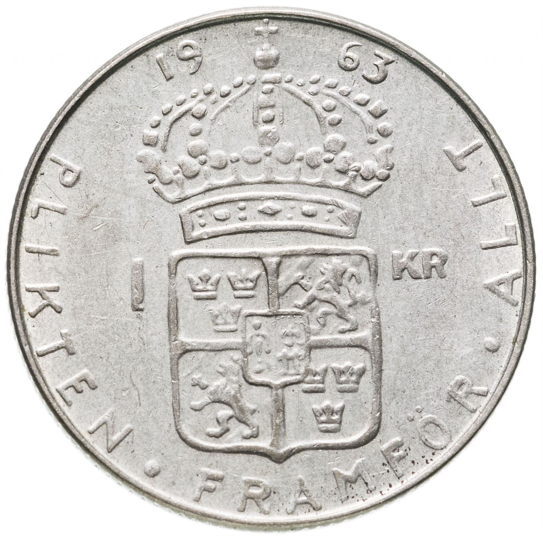 Swedish 1 Krona Coin | Gustaf VI Adolf | Sweden | 1952 - 1968