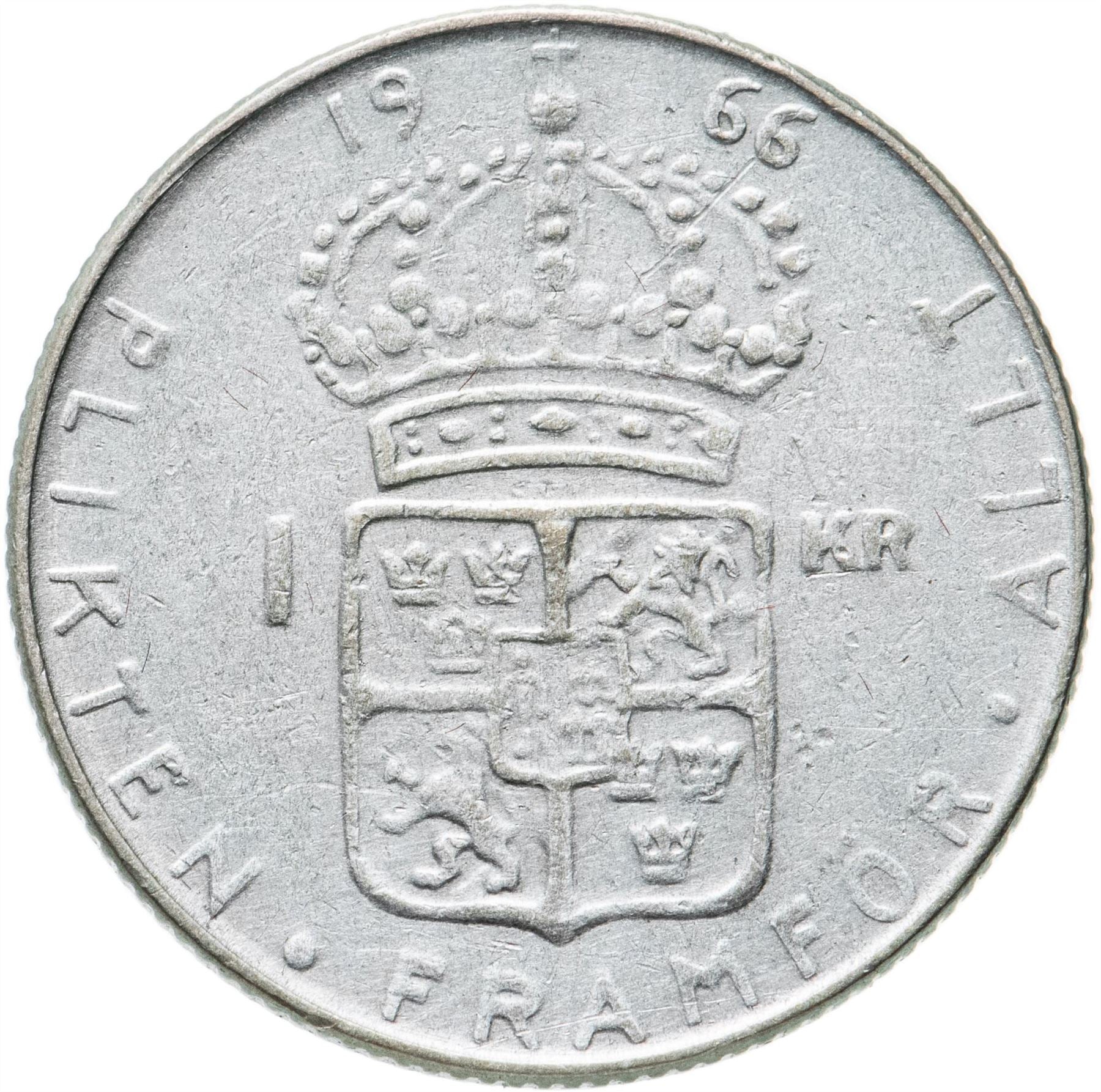 Swedish 1 Krona Coin | Gustaf VI Adolf | Sweden | 1952 - 1968