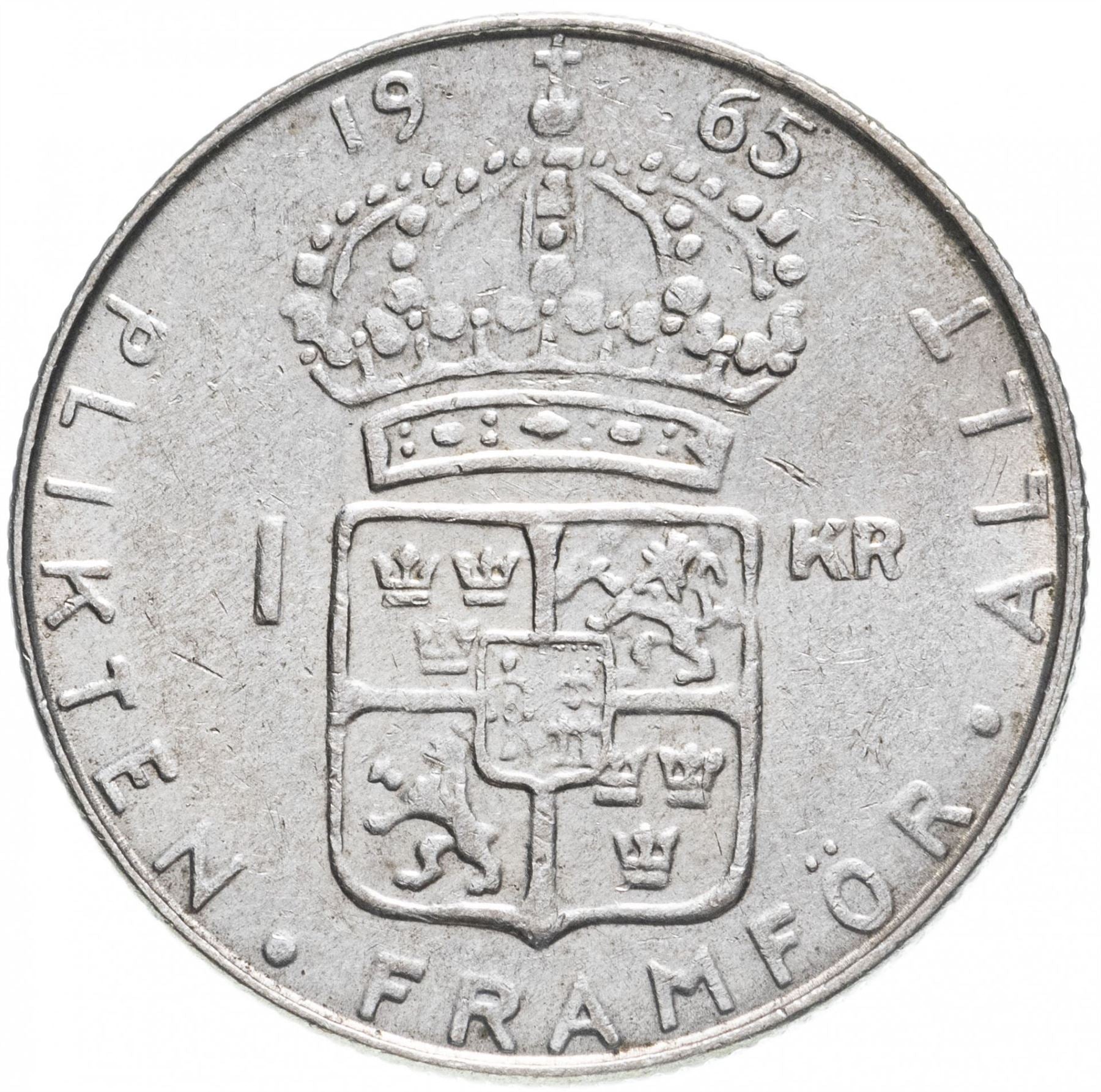 Swedish 1 Krona Coin | Gustaf VI Adolf | Sweden | 1952 - 1968