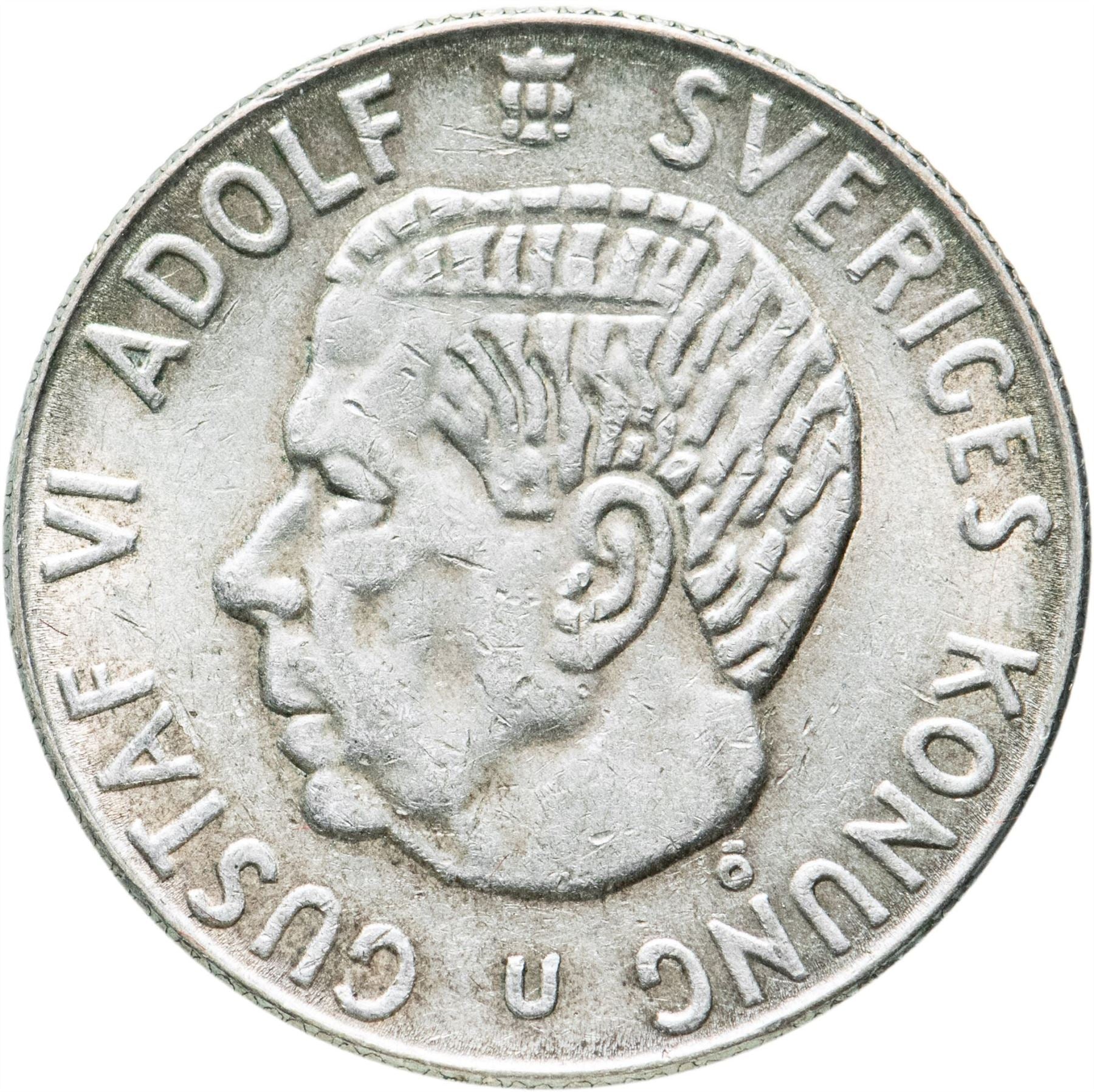 Swedish 1 Krona Coin | Gustaf VI Adolf | Sweden | 1952 - 1968