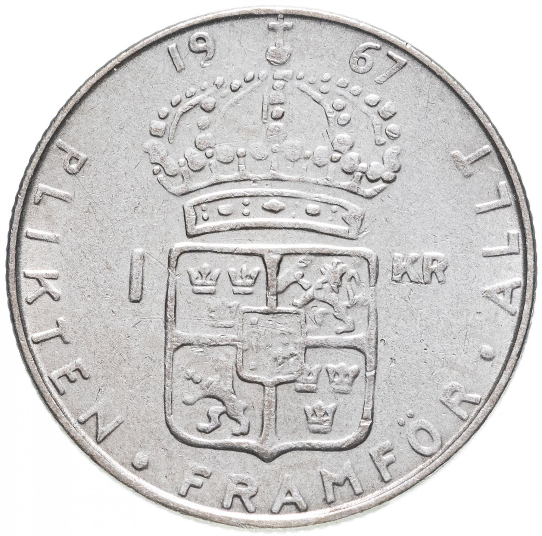 Swedish 1 Krona Coin | Gustaf VI Adolf | Sweden | 1952 - 1968