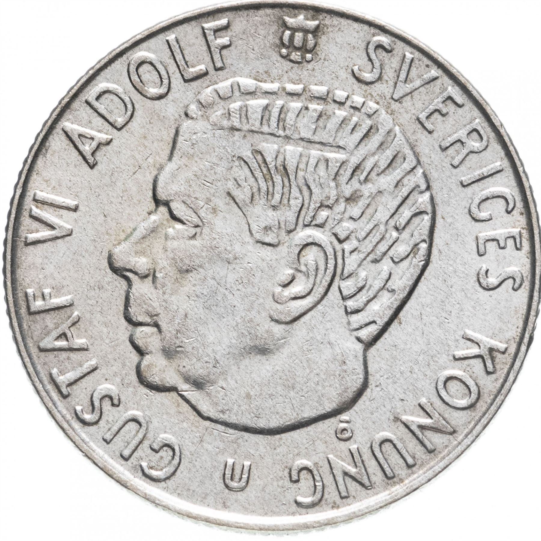 Swedish 1 Krona Coin | Gustaf VI Adolf | Sweden | 1952 - 1968