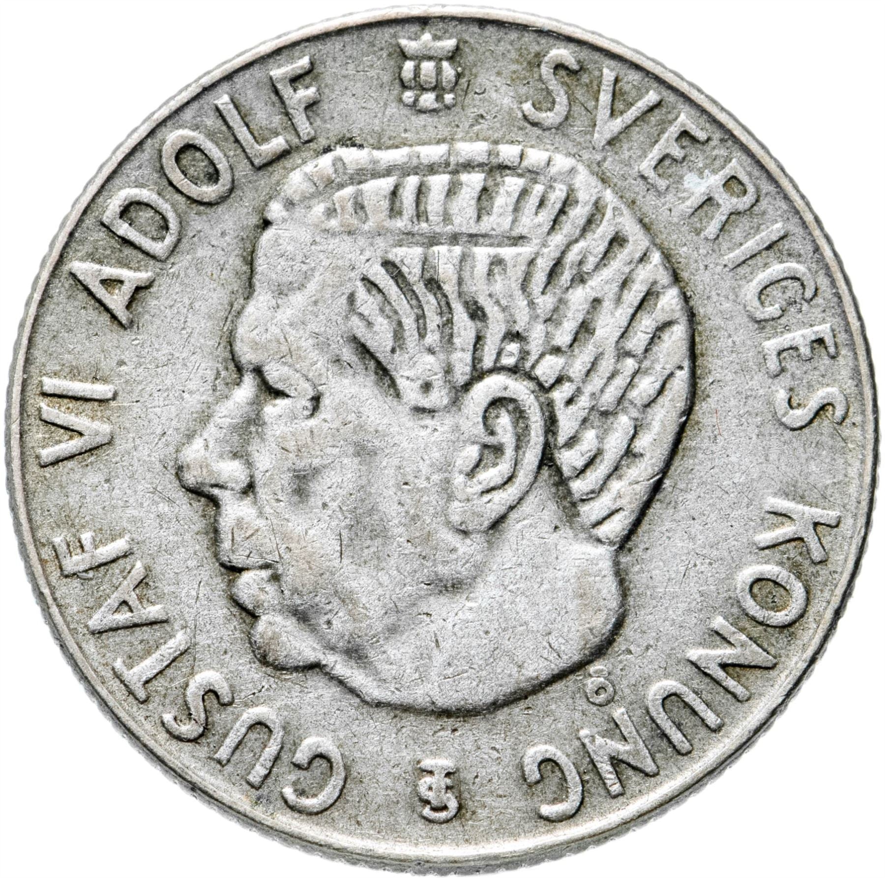 Swedish 1 Krona Coin | Gustaf VI Adolf | Sweden | 1952 - 1968