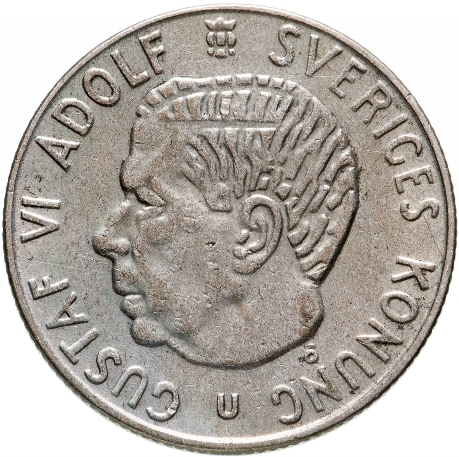 Swedish 1 Krona Coin | Gustaf VI Adolf | Sweden | 1952 - 1968