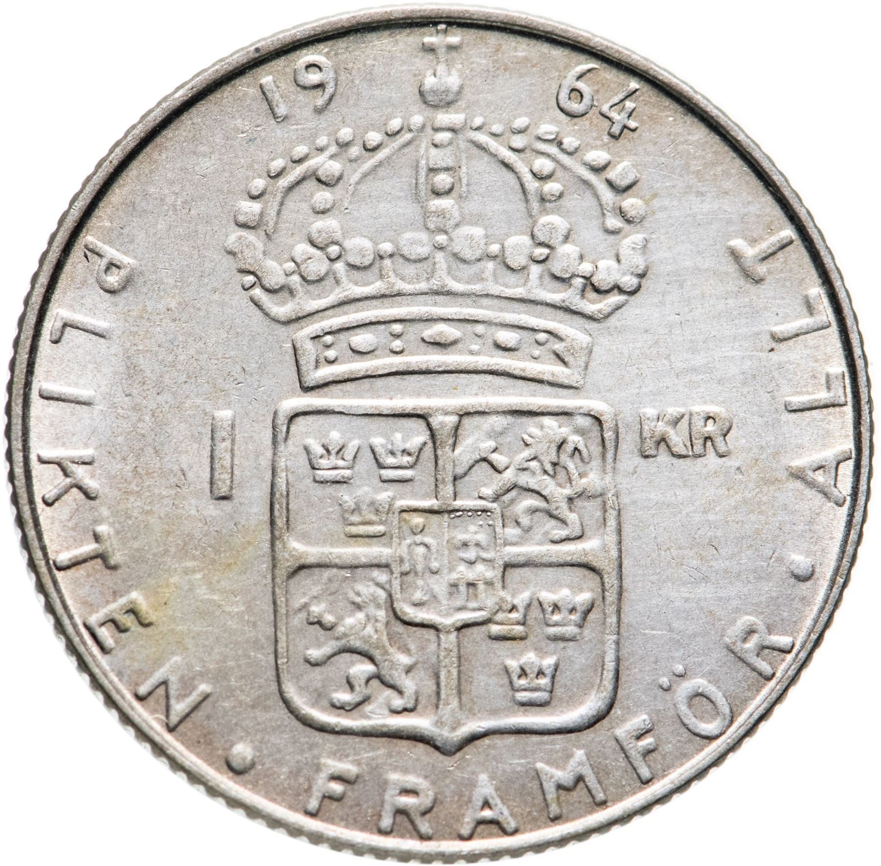 Swedish 1 Krona Coin | Gustaf VI Adolf | Sweden | 1952 - 1968