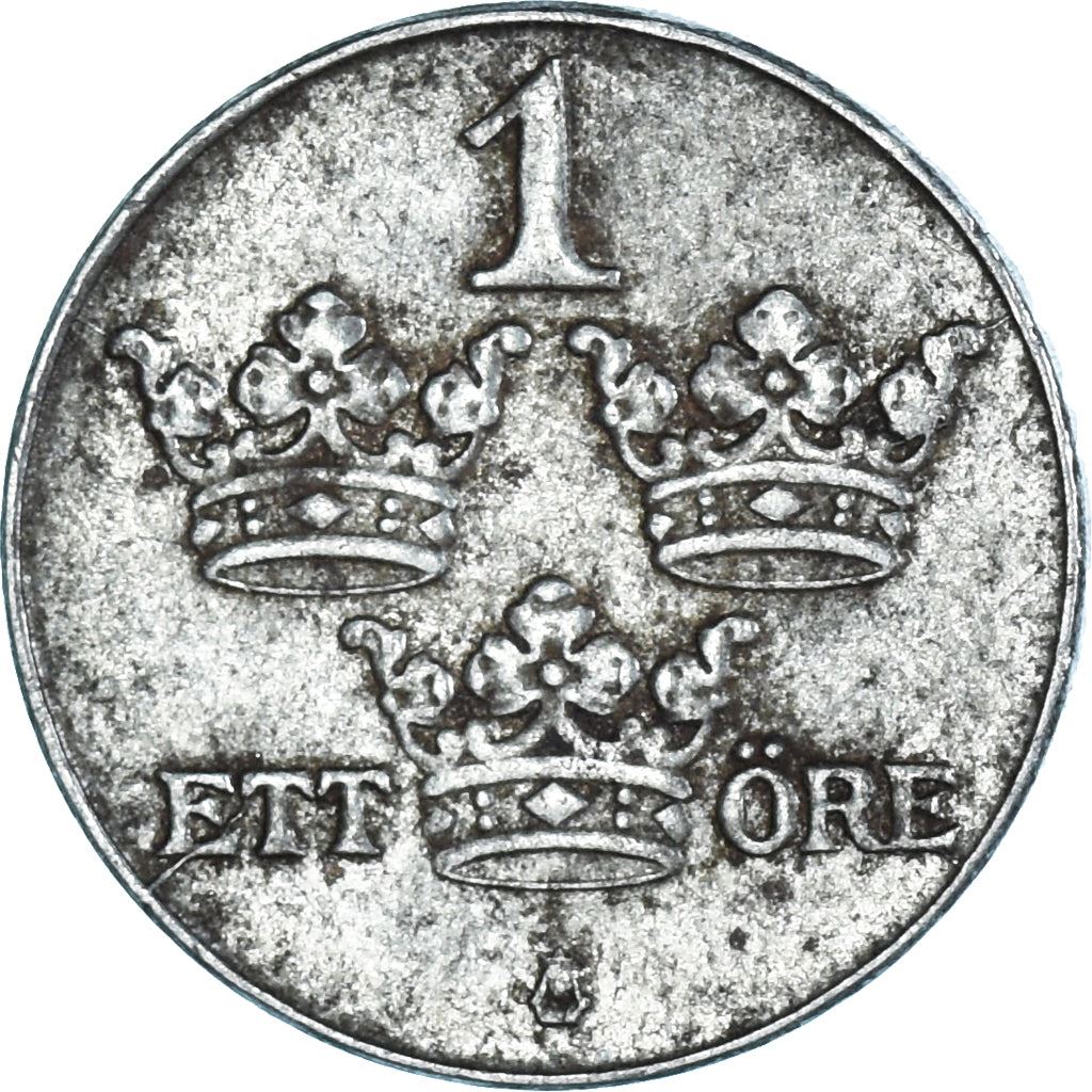 Swedish 1 Ore Coin | King Gustaf V | Sweden | Iron | 1942 - 1950