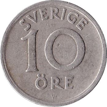 Swedish 10 Ore Coin | King Gustaf V | Sweden | 1920 - 1947