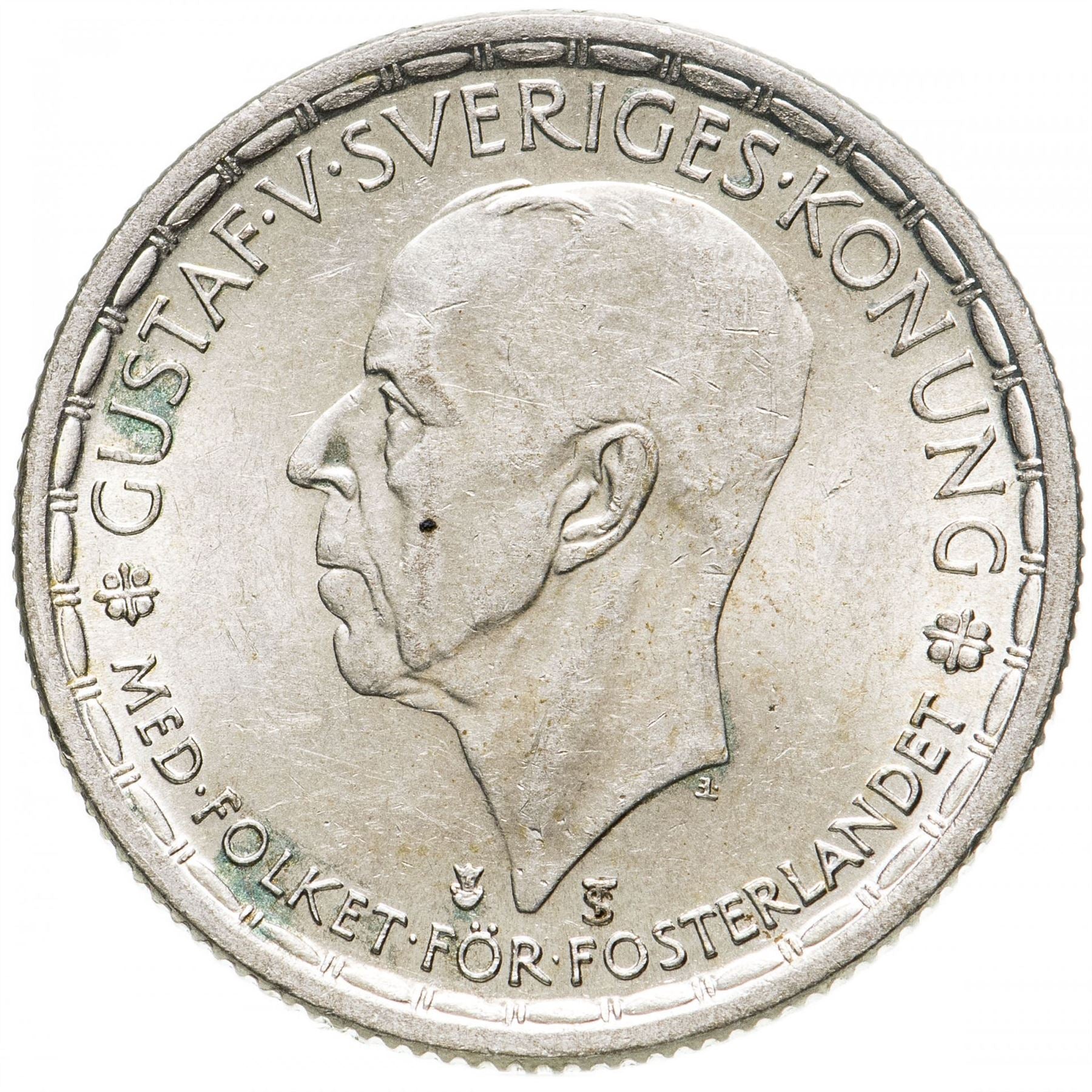 Swedish 2 Kronor Coin | King Gustaf V | Sweden | 1942 - 1950