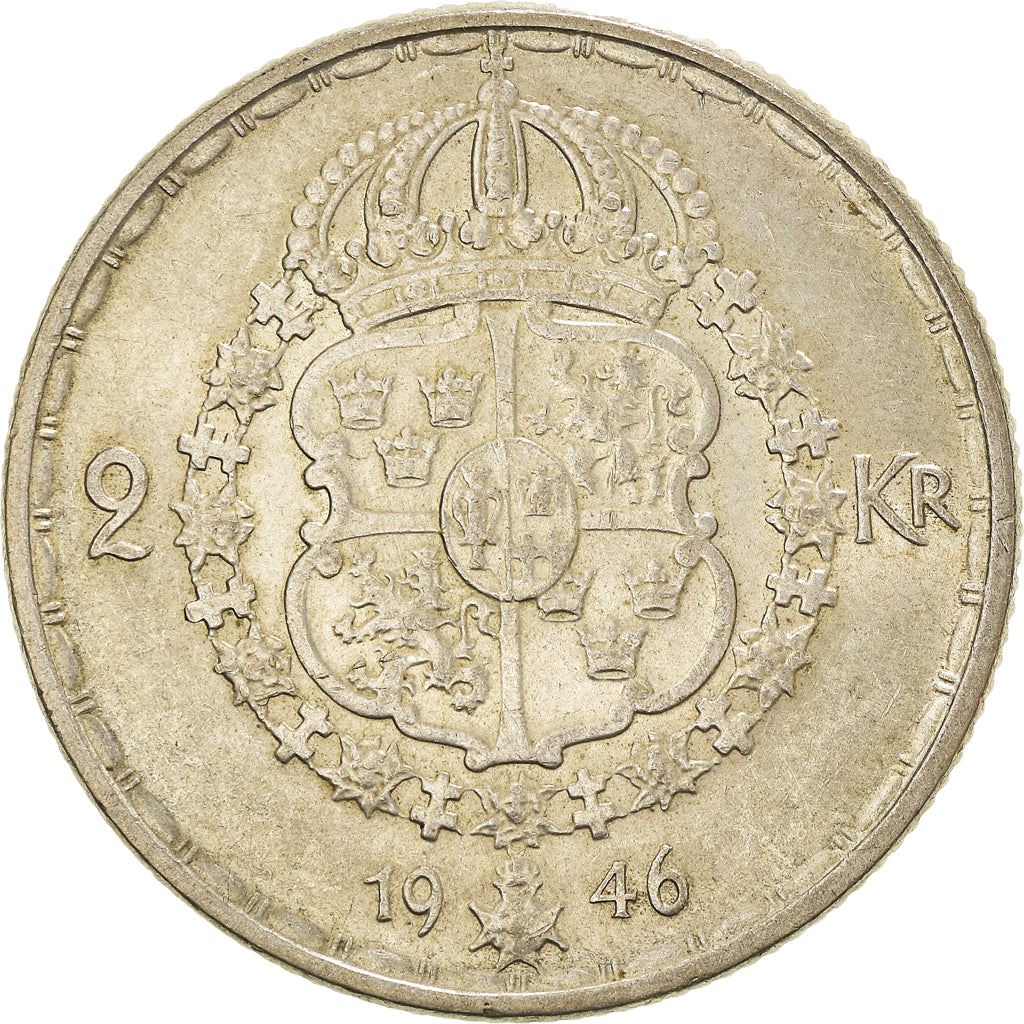 Swedish 2 Kronor Coin | King Gustaf V | Sweden | 1942 - 1950