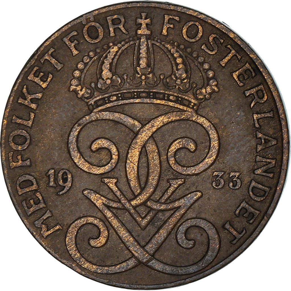 Swedish 2 Ore Coin | King Gustaf V | Sweden | 1909 - 1950