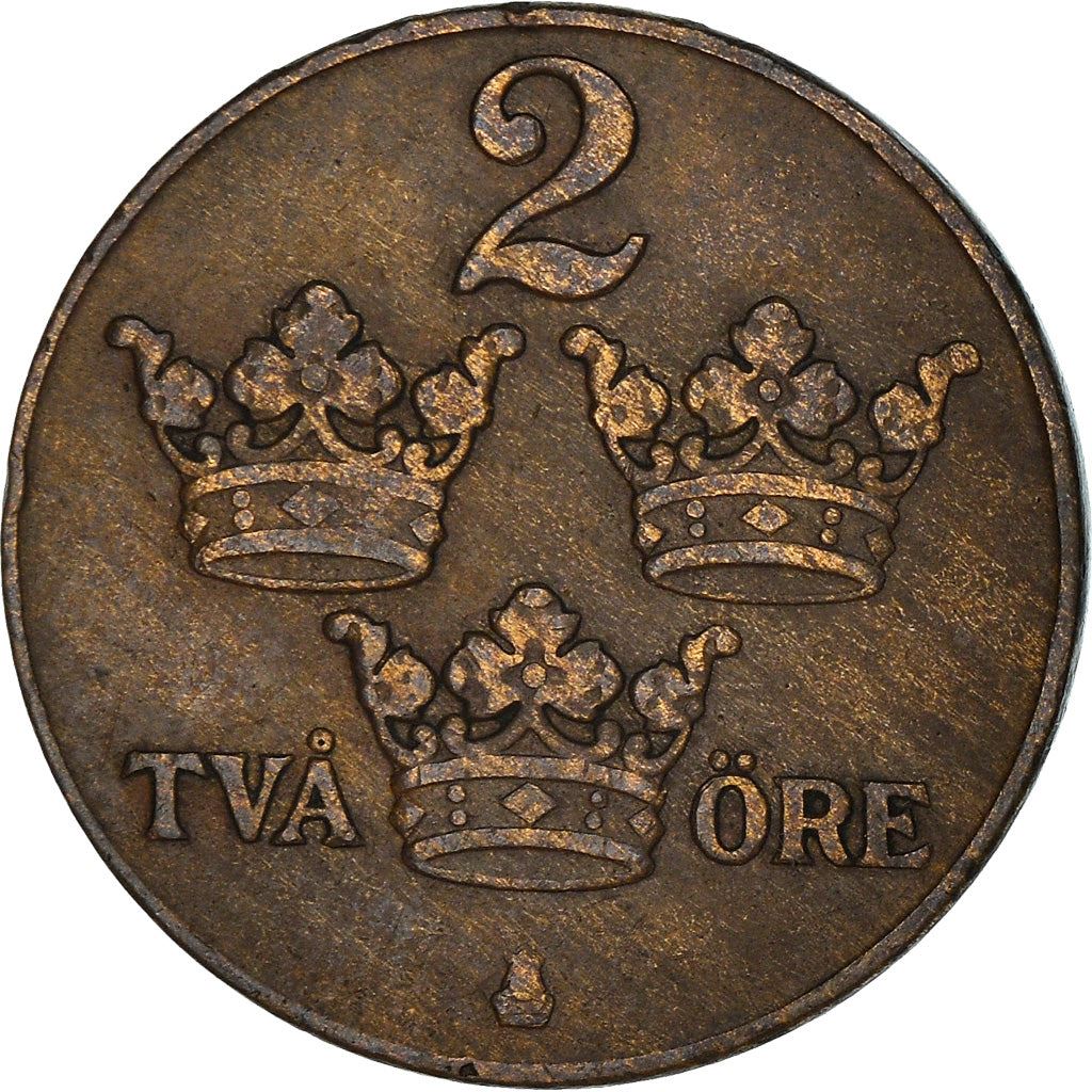 Swedish 2 Ore Coin | King Gustaf V | Sweden | 1909 - 1950