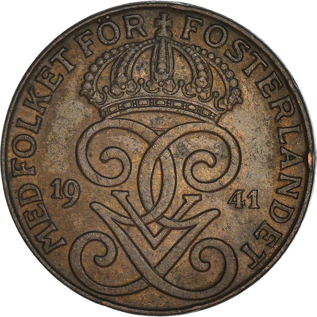 Swedish 2 Ore Coin | King Gustaf V | Sweden | 1909 - 1950