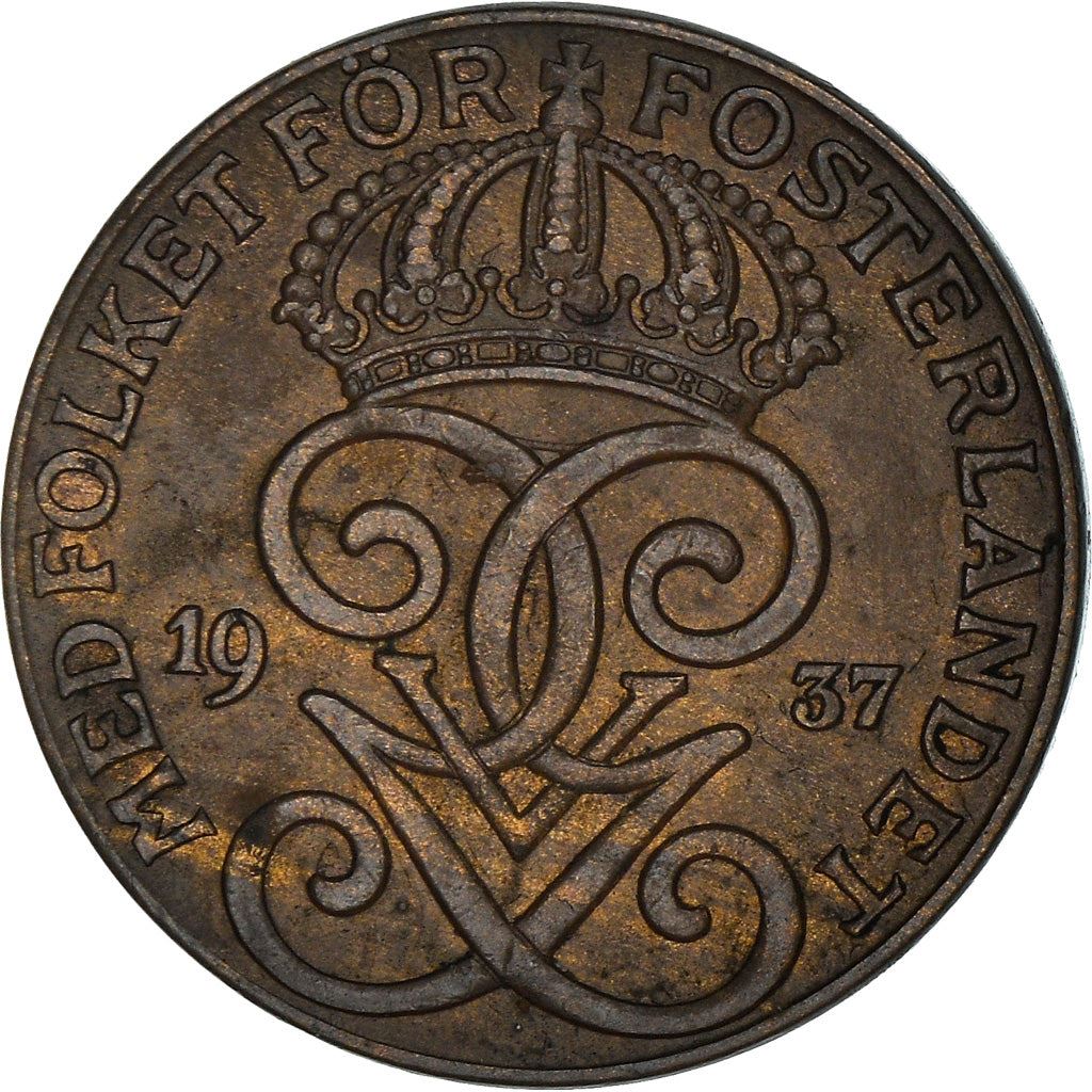 Swedish 2 Ore Coin | King Gustaf V | Sweden | 1909 - 1950