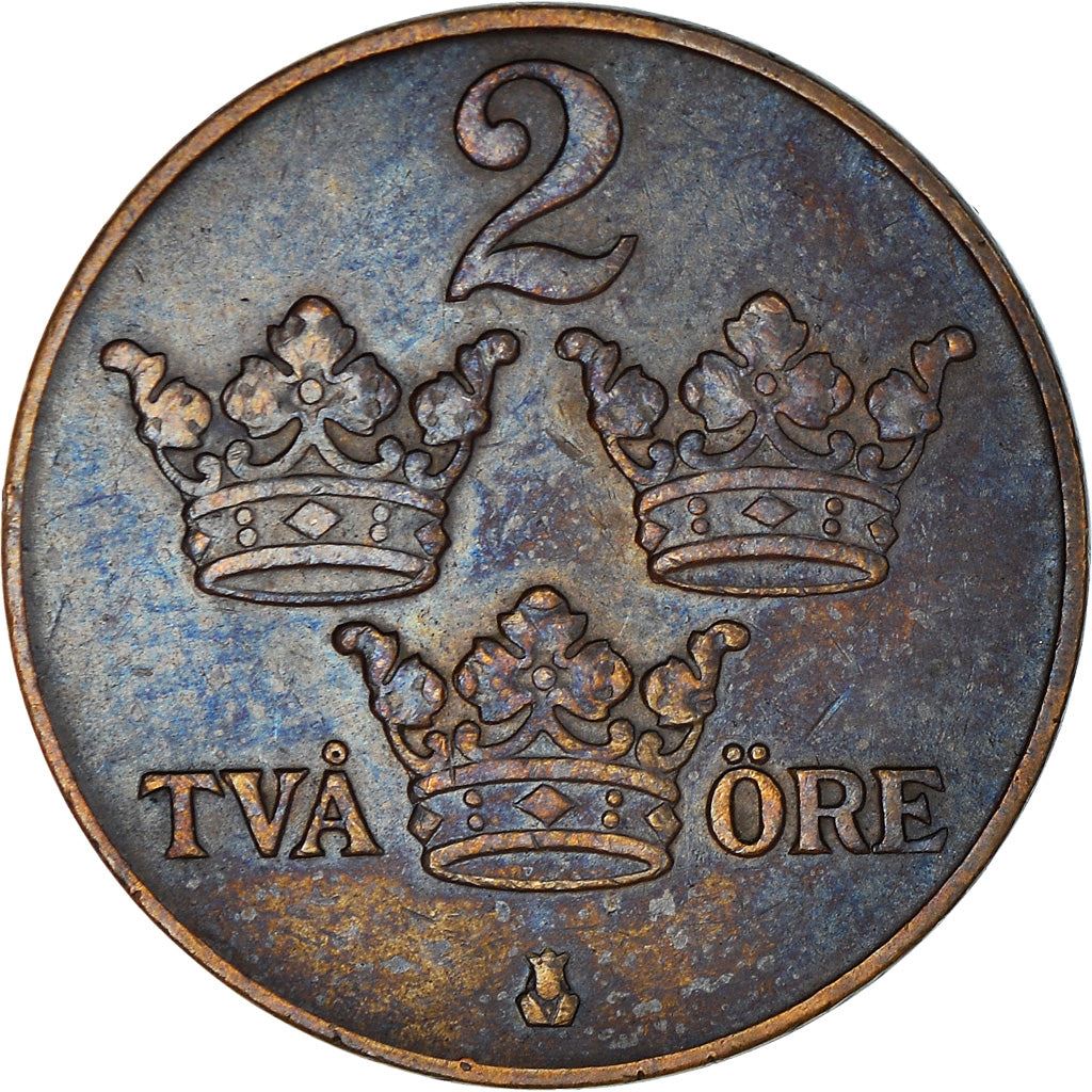 Swedish 2 Ore Coin | King Gustaf V | Sweden | 1909 - 1950