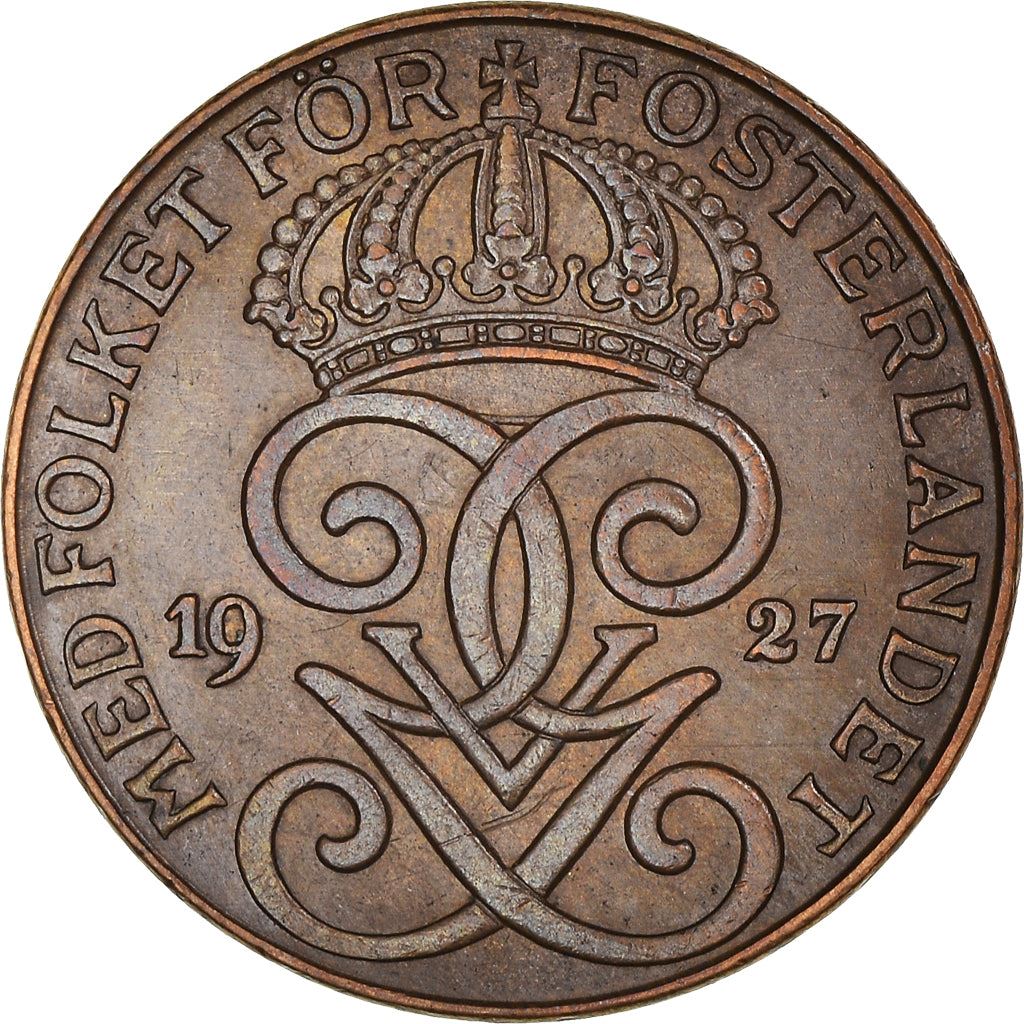 Swedish 2 Ore Coin | King Gustaf V | Sweden | 1909 - 1950