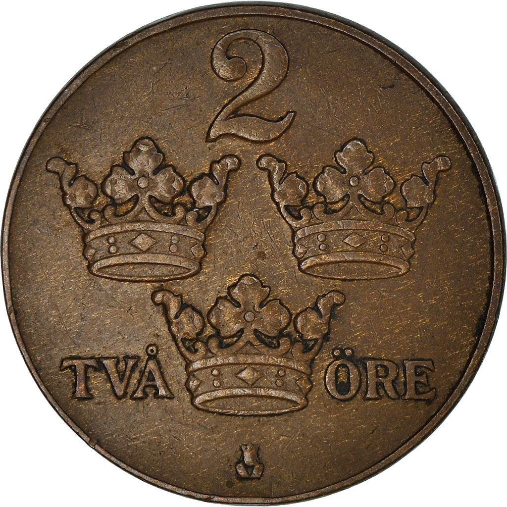 Swedish 2 Ore Coin | King Gustaf V | Sweden | 1909 - 1950