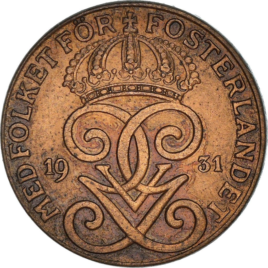 Swedish 2 Ore Coin | King Gustaf V | Sweden | 1909 - 1950