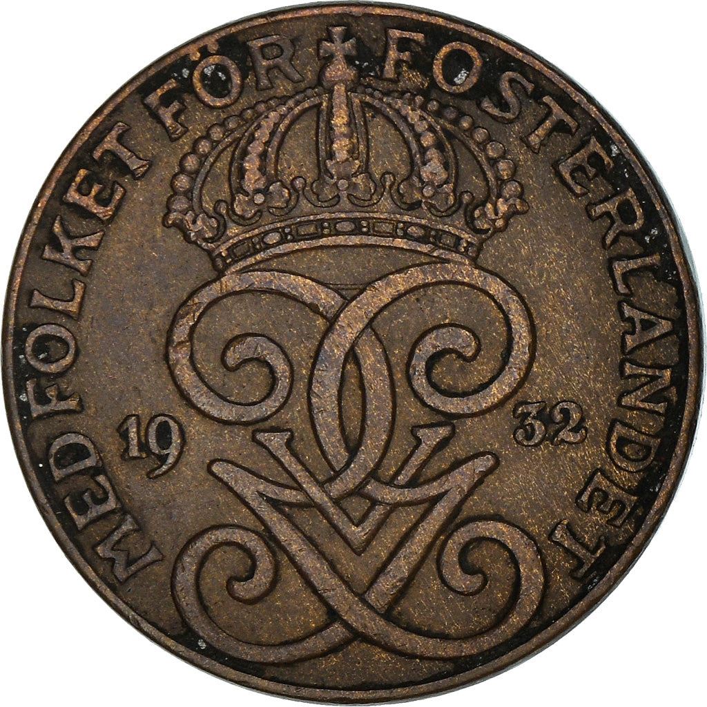 Swedish 2 Ore Coin | King Gustaf V | Sweden | 1909 - 1950