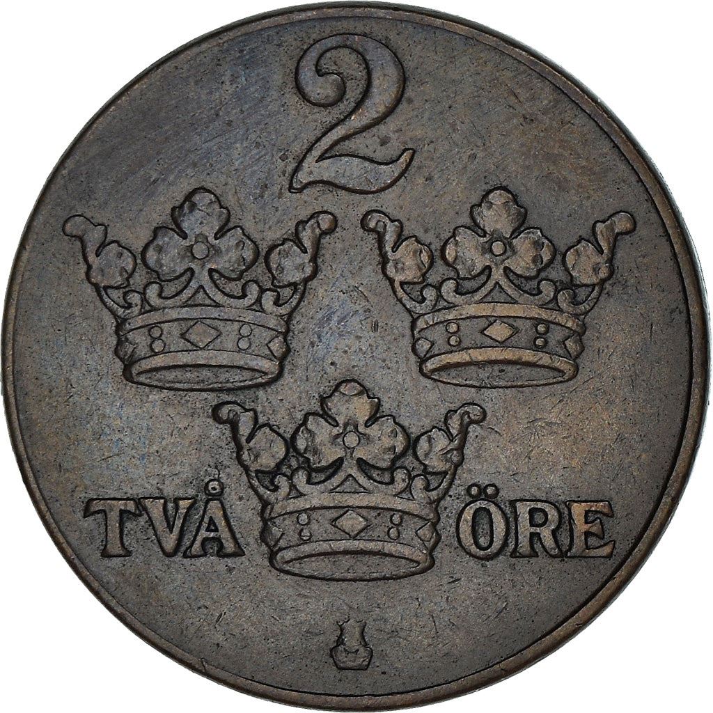 Swedish 2 Ore Coin | King Gustaf V | Sweden | 1909 - 1950