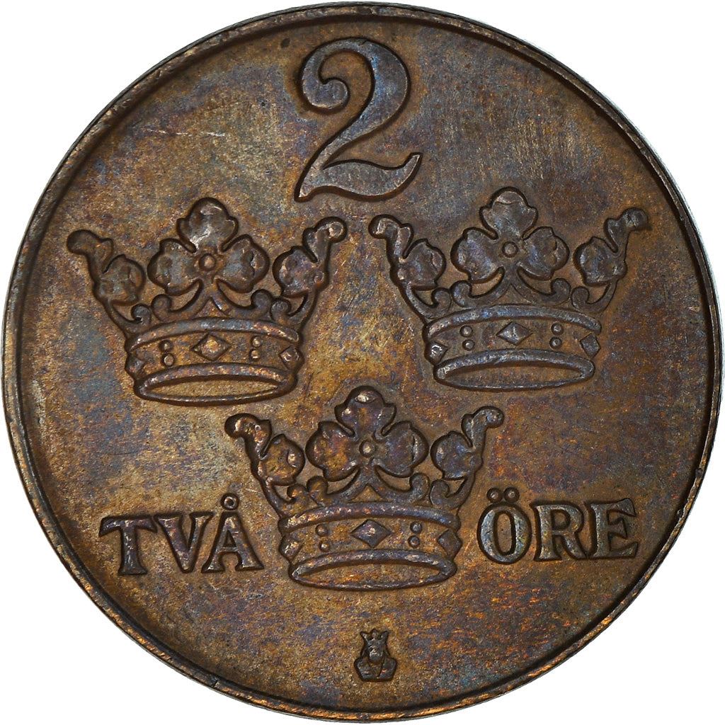 Swedish 2 Ore Coin | King Gustaf V | Sweden | 1909 - 1950