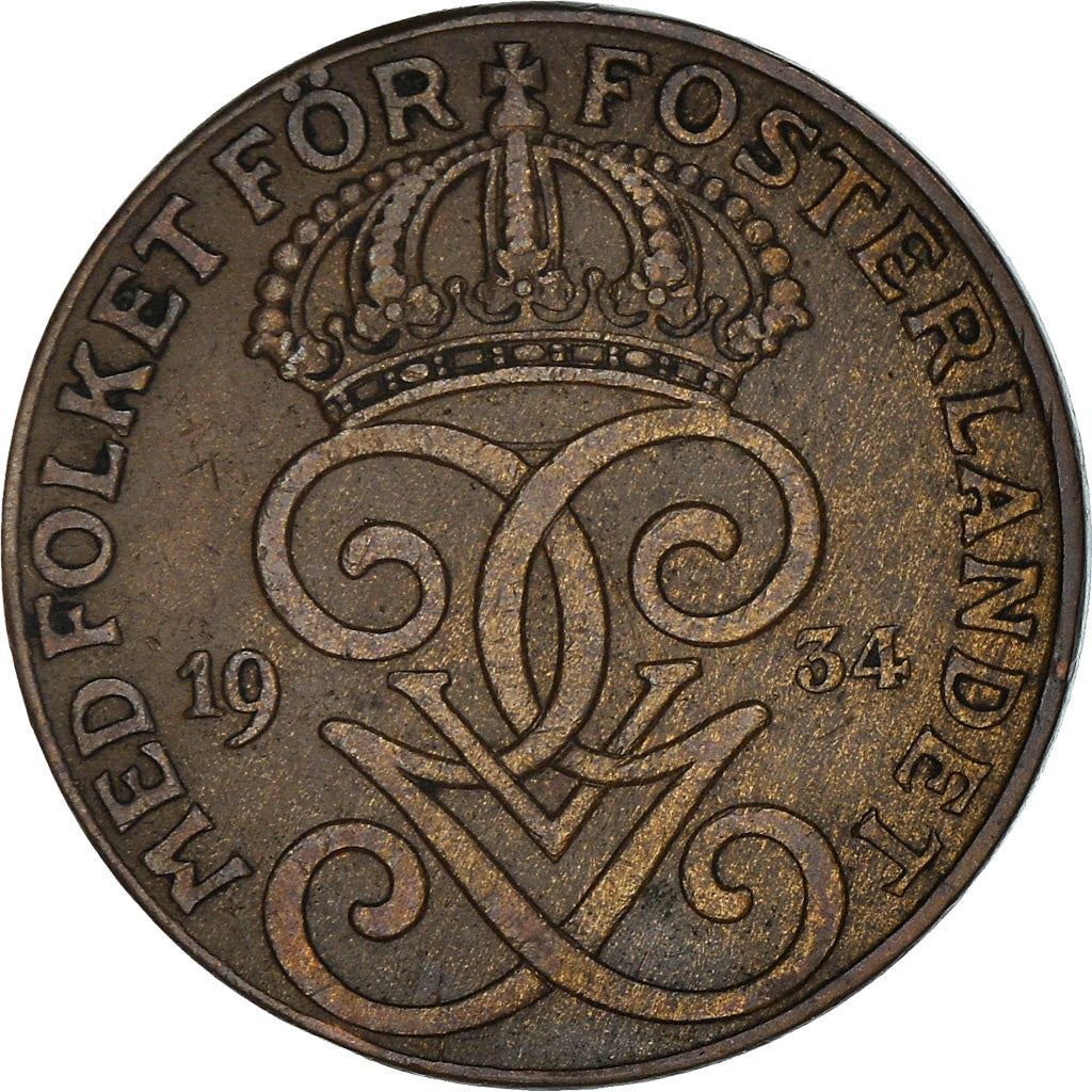 Swedish 2 Ore Coin | King Gustaf V | Sweden | 1909 - 1950