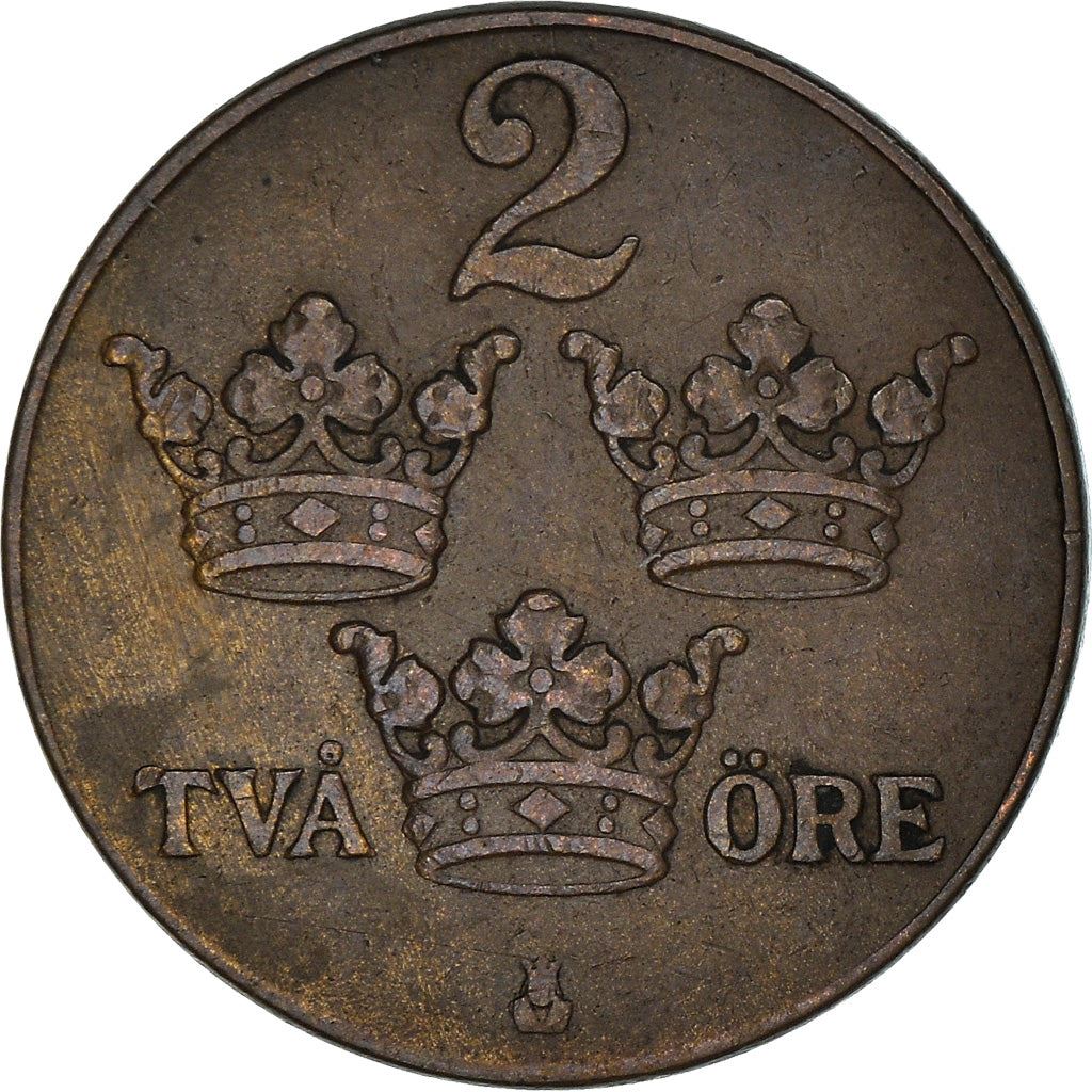 Swedish 2 Ore Coin | King Gustaf V | Sweden | 1909 - 1950