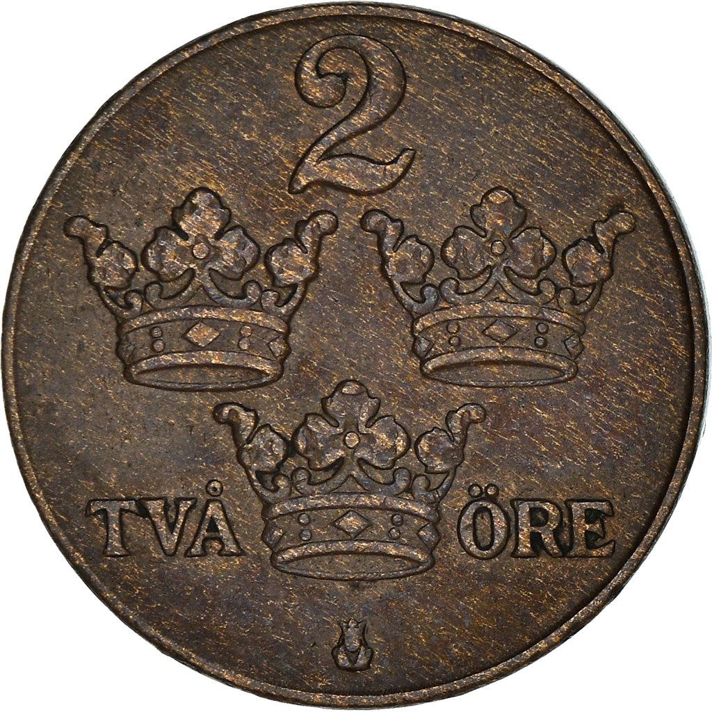 Swedish 2 Ore Coin | King Gustaf V | Sweden | 1909 - 1950