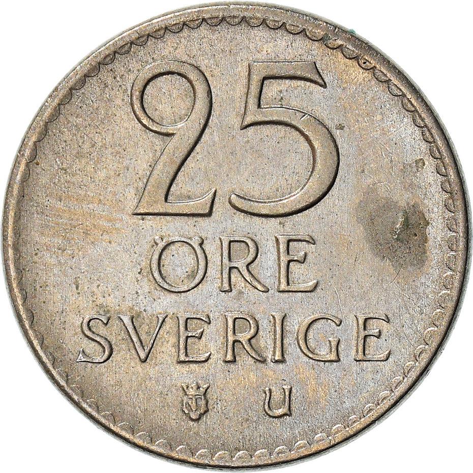 Swedish 25 Ore Coin | King Gustaf VI Adolf | Sweden | 1962 - 1973