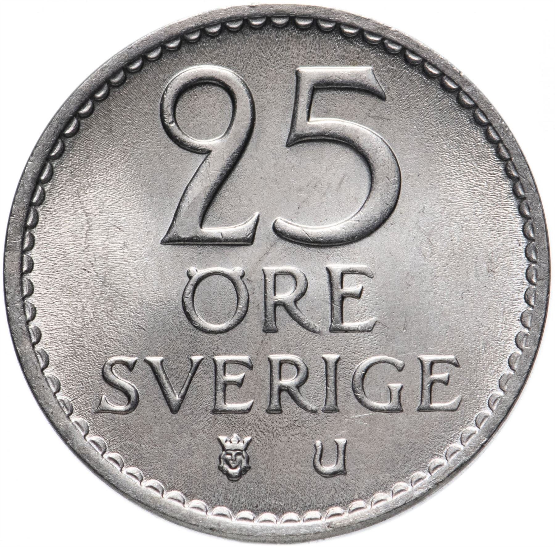 Swedish 25 Ore Coin | King Gustaf VI Adolf | Sweden | 1962 - 1973