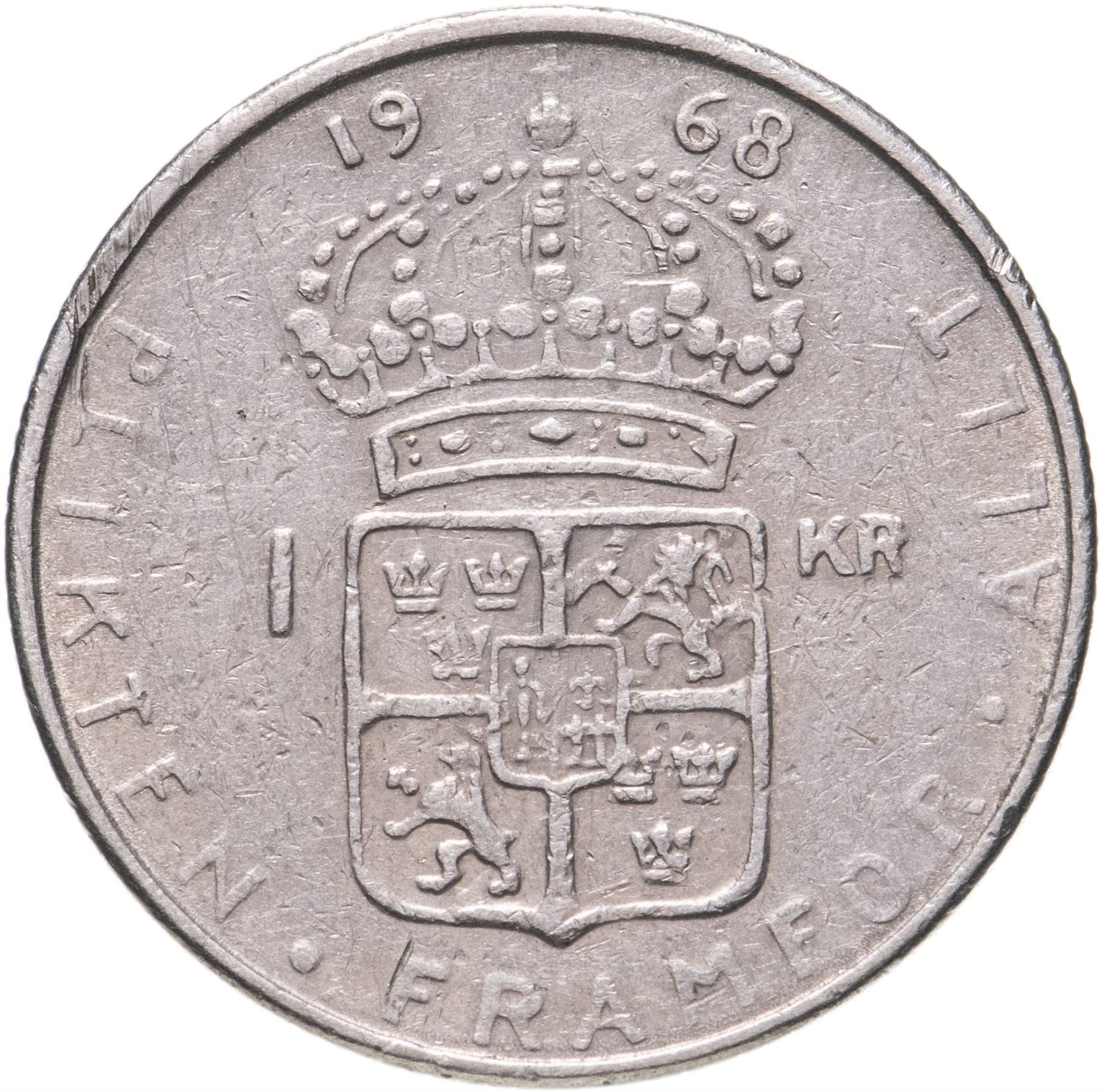 Swedish Coin 1 Krona | Gustaf VI Adolf | Sweden | 1968 - 1973