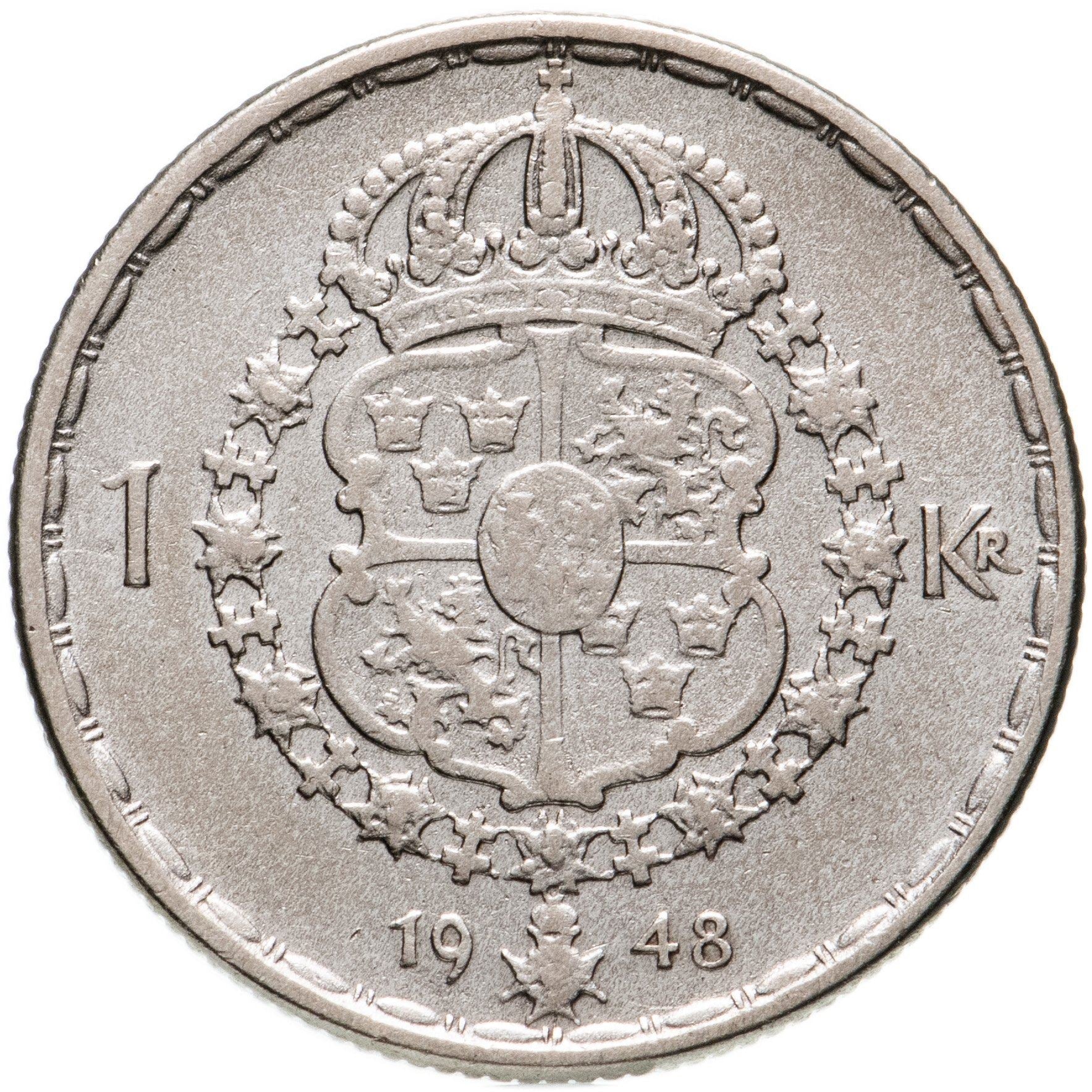 Swedish Coin 1 Krona | King Gustaf V | Sweden | 1942 - 1950