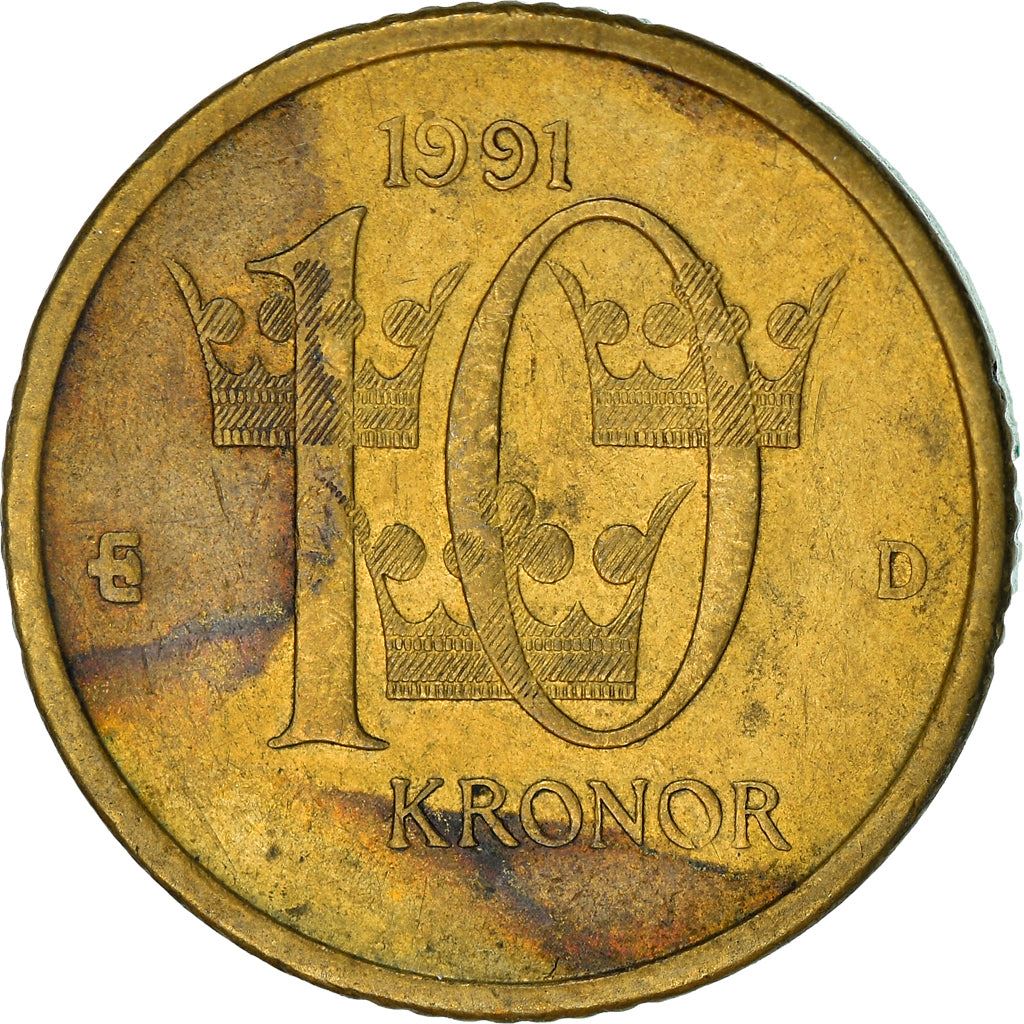 Swedish Coin 10 Kronor | King Carl XVI Gustaf | Sweden | 1991 - 2000