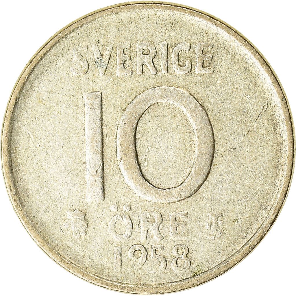 Swedish Coin 10 Ore Coin | King Gustaf VI Adolf | Crown | Sweden | 1952 - 1962