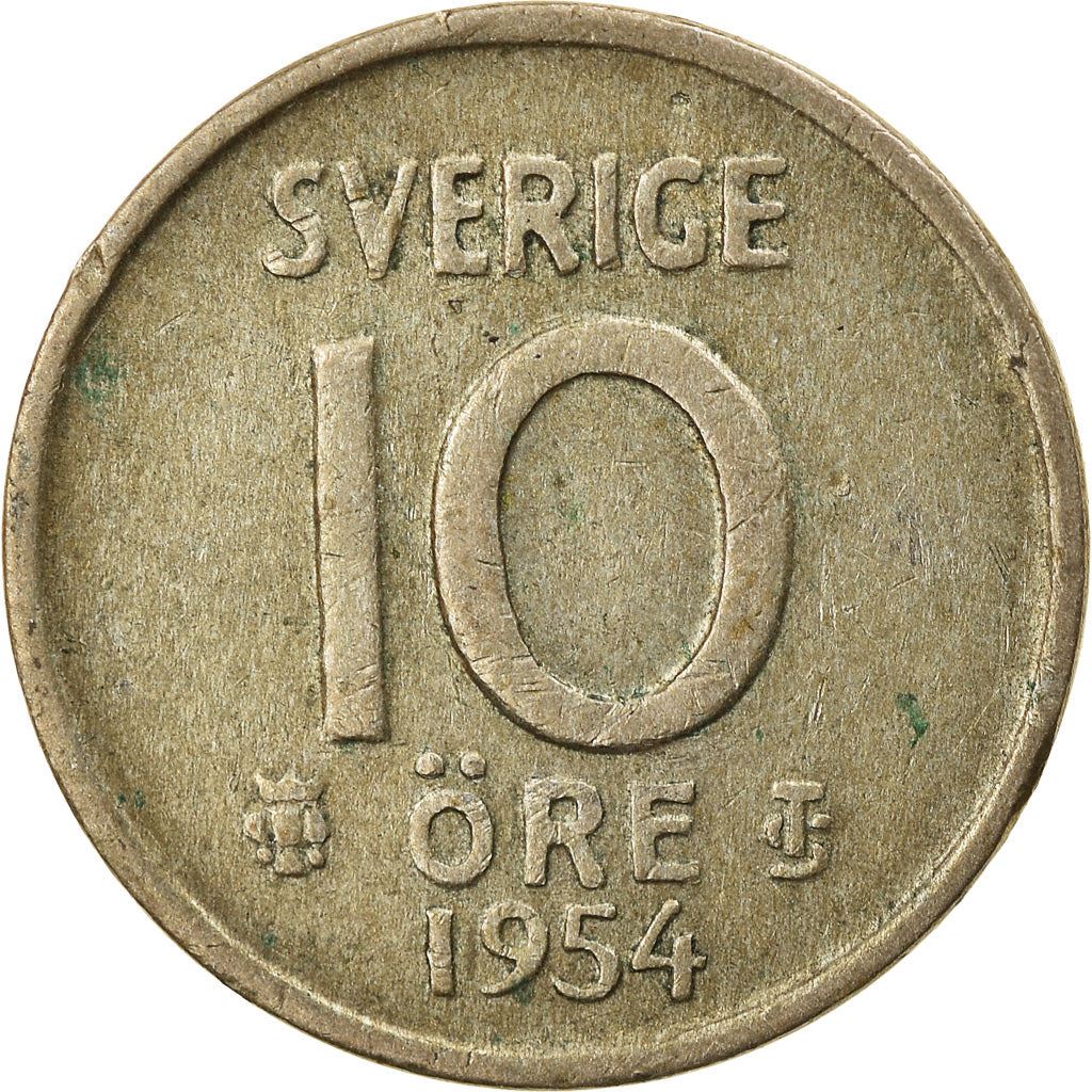 Swedish Coin 10 Ore Coin | King Gustaf VI Adolf | Crown | Sweden | 1952 - 1962