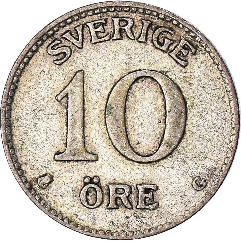 Swedish Coin 10 Öre | King Gustaf V | Crown | Sweden | 1909 - 1942