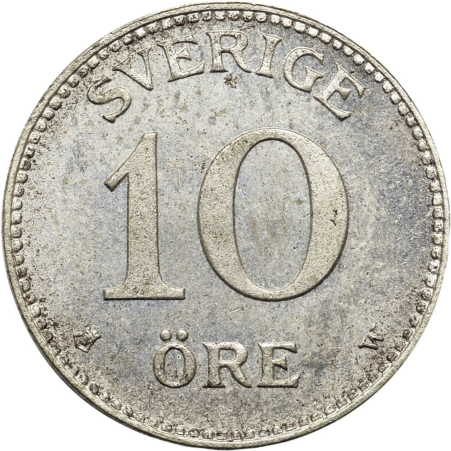 Swedish Coin 10 Öre | King Gustaf V | Crown | Sweden | 1909 - 1942