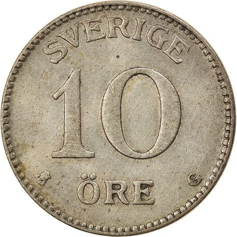 Swedish Coin 10 Öre | King Gustaf V | Crown | Sweden | 1909 - 1942