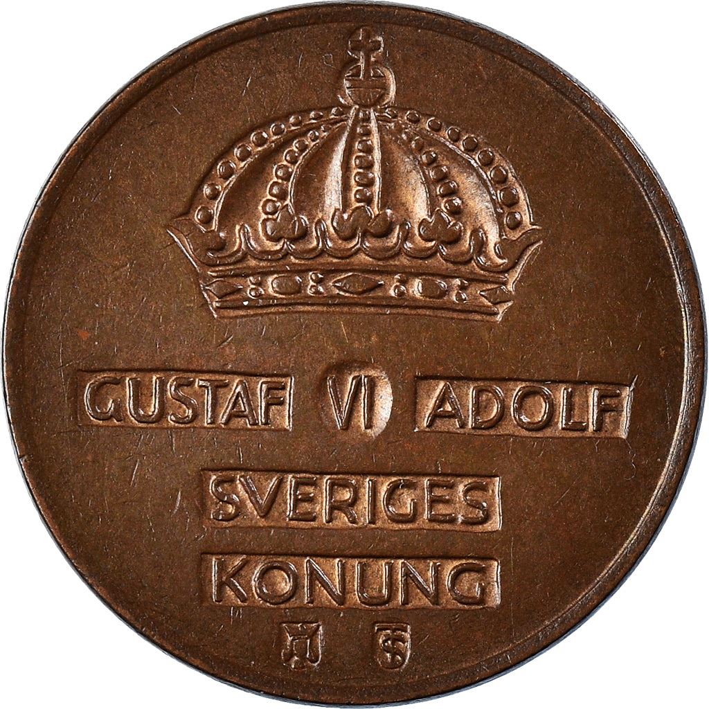 Swedish Coin 2 Öre | Gustaf VI Adolf | Crown | Sweden | 1952 - 1971