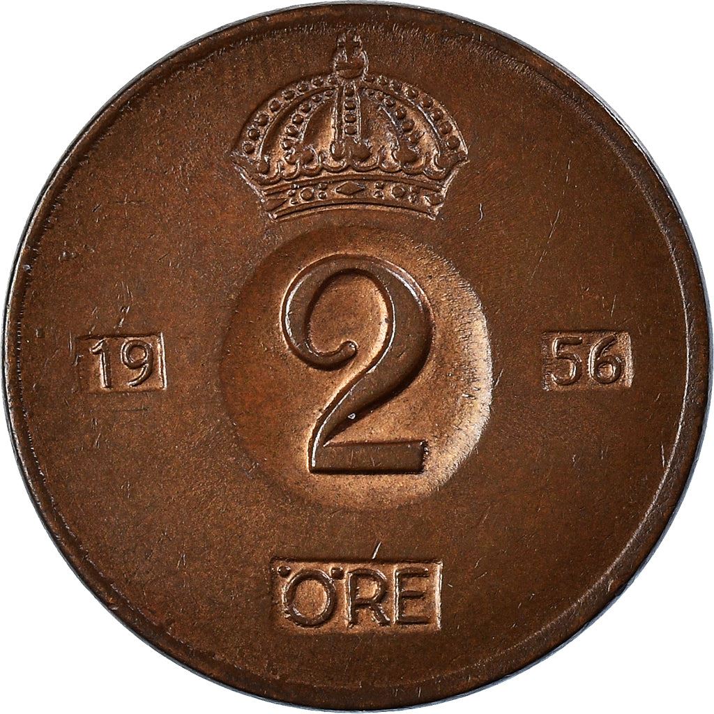 Swedish Coin 2 Öre | Gustaf VI Adolf | Crown | Sweden | 1952 - 1971