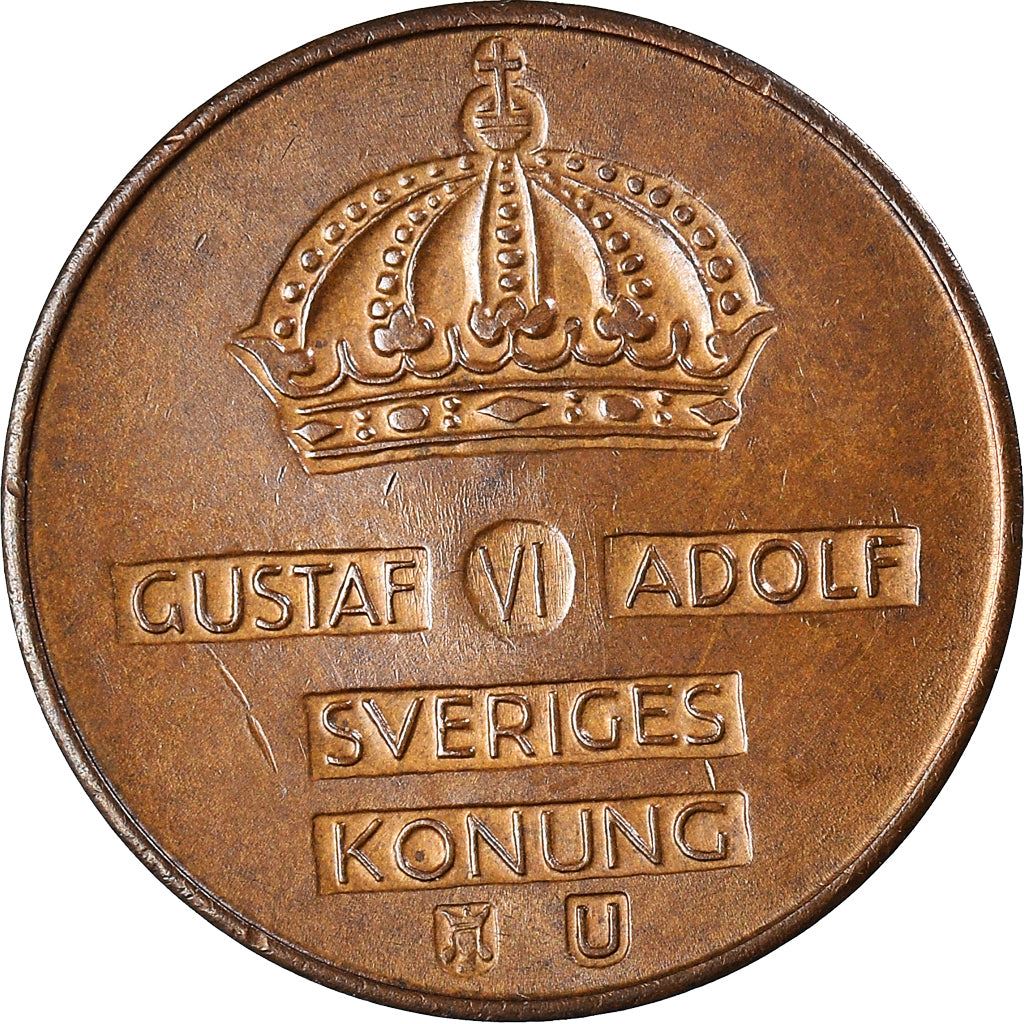 Swedish Coin 2 Öre | Gustaf VI Adolf | Crown | Sweden | 1952 - 1971