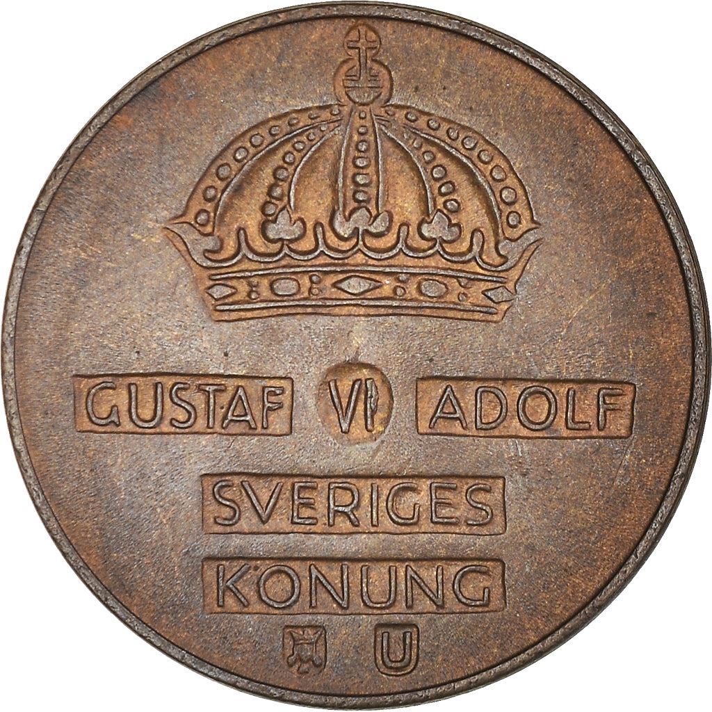 Swedish Coin 2 Öre | Gustaf VI Adolf | Crown | Sweden | 1952 - 1971