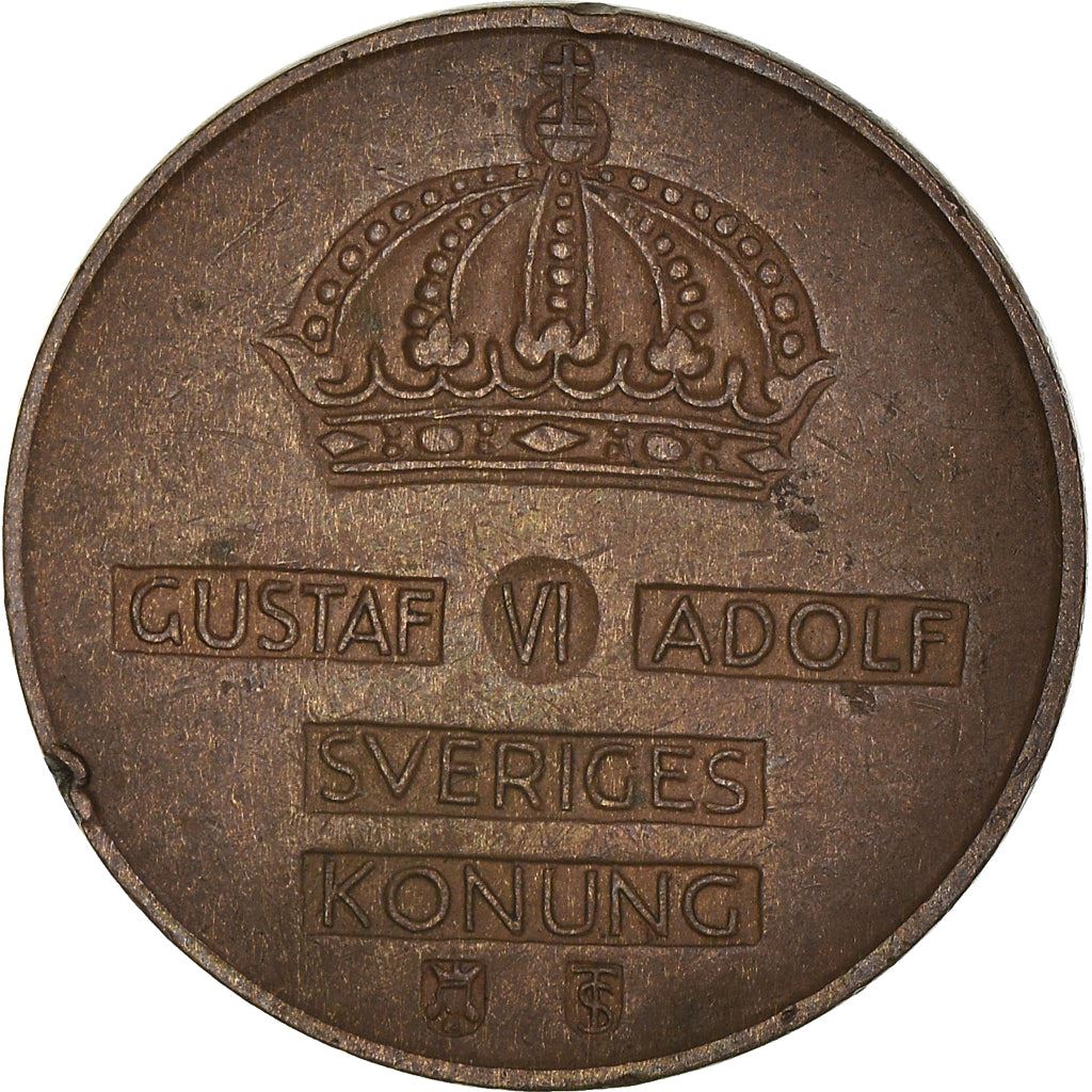 Swedish Coin 2 Öre | Gustaf VI Adolf | Crown | Sweden | 1952 - 1971