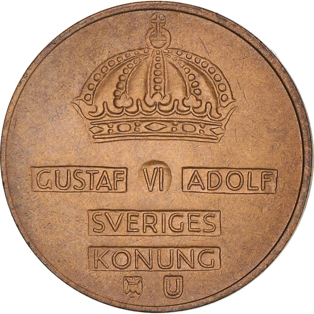 Swedish Coin 2 Öre | Gustaf VI Adolf | Crown | Sweden | 1952 - 1971