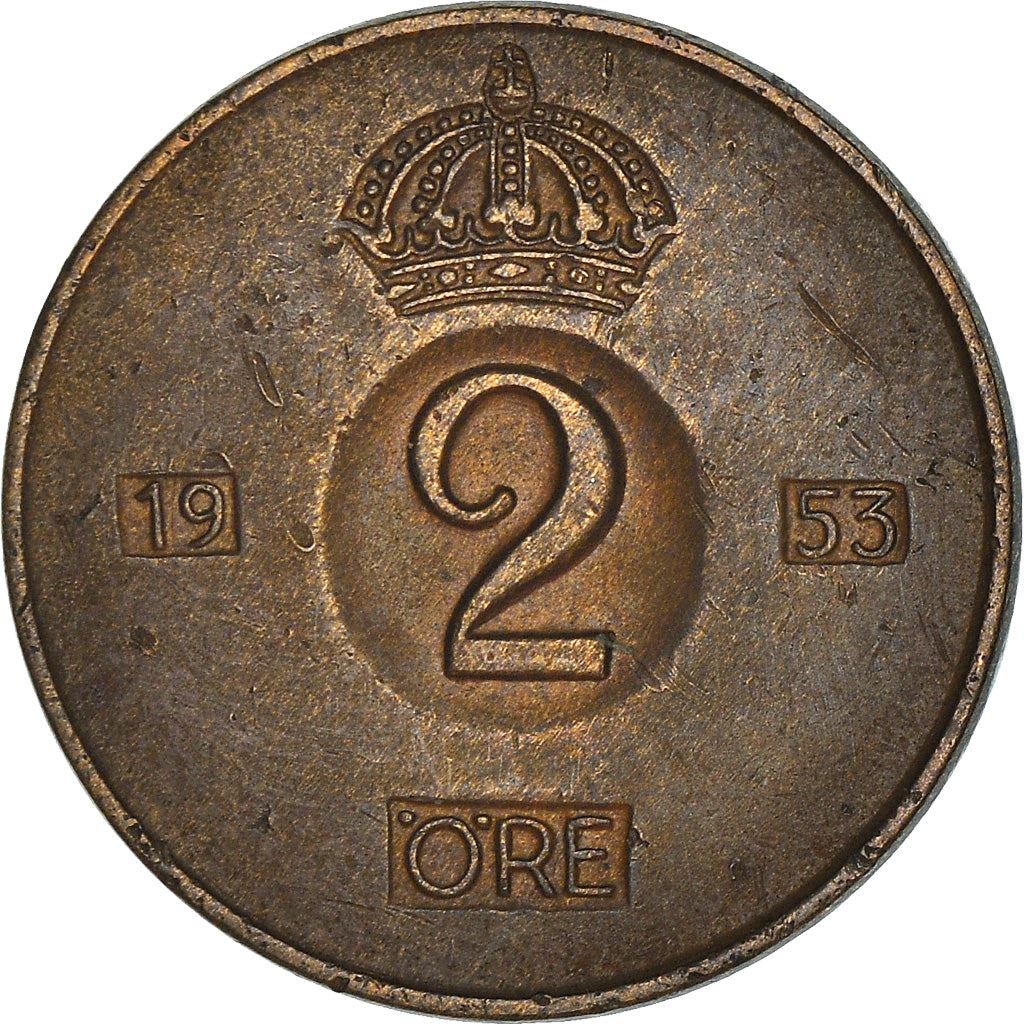 Swedish Coin 2 Öre | Gustaf VI Adolf | Crown | Sweden | 1952 - 1971